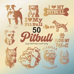 Pitbull Svg Bundle , Pitbull Clipart For Cricut, American Pitbull Silhouette, Dog Vector, Dog Decal, Pitbull Cut Files