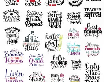 Teacher Svg Bundle, Teacher Life Clipart For Cricut, Teacher Quotes Silhouette, Tshirt Designs, Teacher Quotes Cut Files.