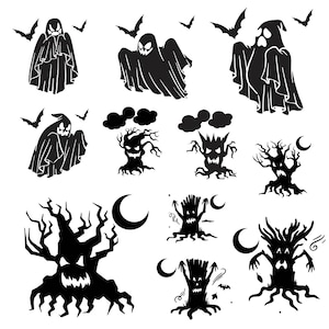 ghost Svg Bundle, Ghost Face Clipart, Halloween Vector, Boo Decal, Ghost Face Designs Cut Files, Cute Ghost Silhouette.