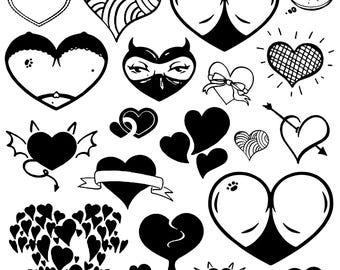 Herz svg Bundle, Hand gezeichnetes Herz Clipart, Offenes Herz Vektor, Doodle Herz Abziehbild, Valentine Cut Files, Herz Silhouette.