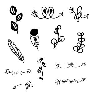 Paquete de Svg Boho, Clipart abstracto, Vectores de íconos Boho, Calcomanía Boho, Archivos de corte de diseños Boho, Silueta Boho.