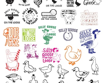 ガチョウの SVG バンドル、Cricut 用の愚かなガチョウのクリップアート、愚かなガチョウのベクター、ガチョウのデカール、ガチョウのカット ファイル。