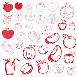 Apple Svg Bundle, Apple Clipart For Cricut, Apple Silhouette, Apple Vector, Apple Decal, Fruit Svg, Apple Cutfiles.