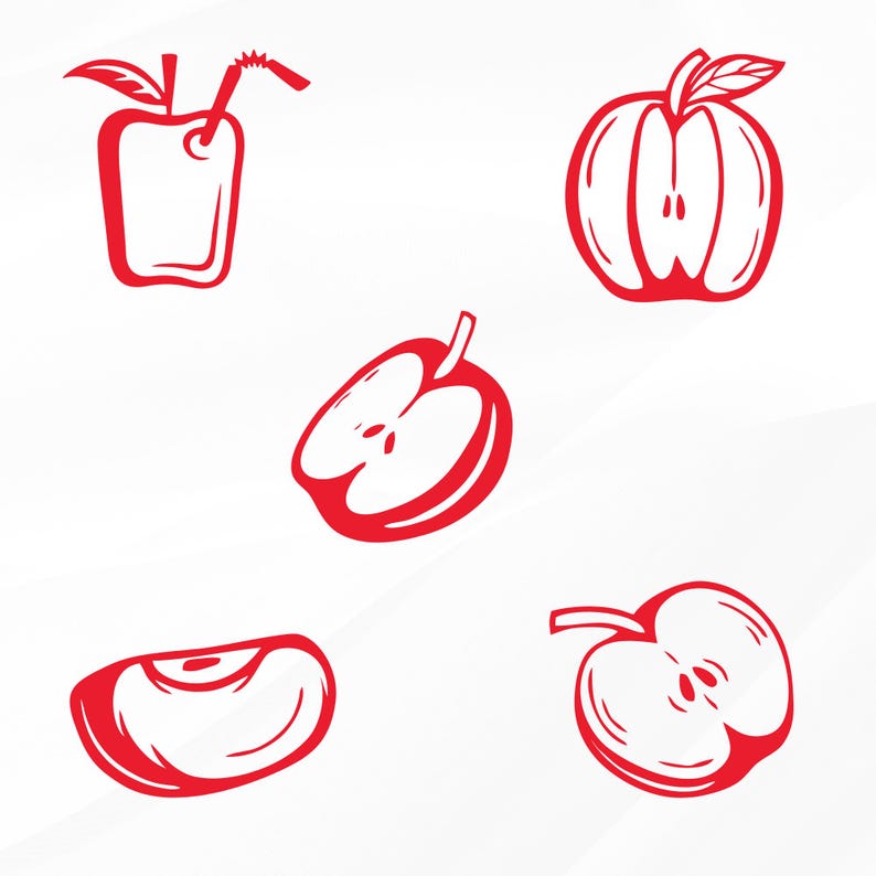 Apple Svg Bundle, Apple Clipart for Cricut, Apple Silhouette, Apple ...