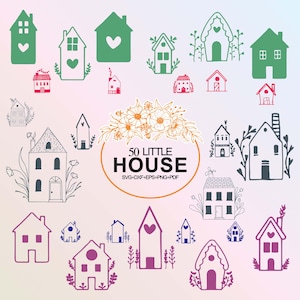 House Svg Bundle , Little House Clipart For Cricut, Roof House Silhouette, Little House Vector, Little House Decal, House Cut Files