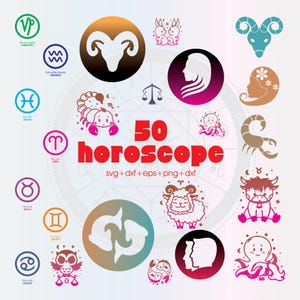 Horoscope Svg Bundle, Zodiac Signs Clipart For Cricut, Zodiac Signs Svg, Horoscope Silhouette, Horoscope Cut Files, Horoscope Vector