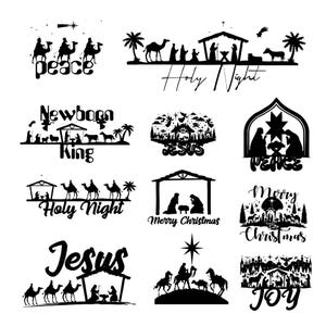 Nativity Scene Svg Bundle, Nativity Scene Clipart, Nativity Vector, Christmas Decal, Nativity Scene Cut Files, Nativity Silhouette.