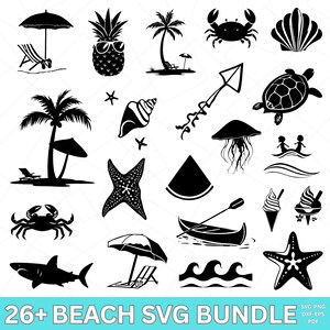 Beach Svg Bundle, Summer Svg, Beach Clipart, Summer cut files for Cricut, Beach Life Svg, Cut File For Cricut, Tropical Svg, PNG