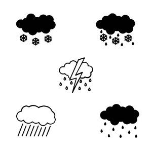Rainy Clouds Svg Bundle Clipart Cricut Thunderstrom Clouds Silhouette ...