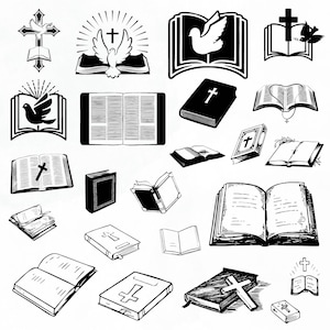 Bible Svg Bundle, Bible Clipart For Cricut, Holy Bible Silhouette, Bible Vector, Bible Decal, Bible Cutfiles.