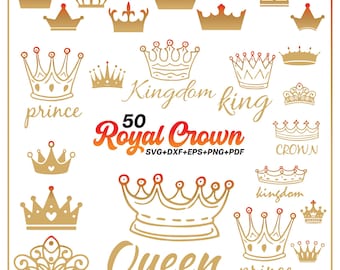 Crown Svg Bundle, Royal Crown Clipart For Cricut, Crown Silhouette, Crown Vector, Crown Decal, Crown Cutfies.