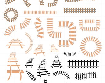 Train Track Svg Bundle, Train Track Clipart For Cricut, Train Track Cut Files, Track Vector, Train Track Decal, Train Track Silhouette.