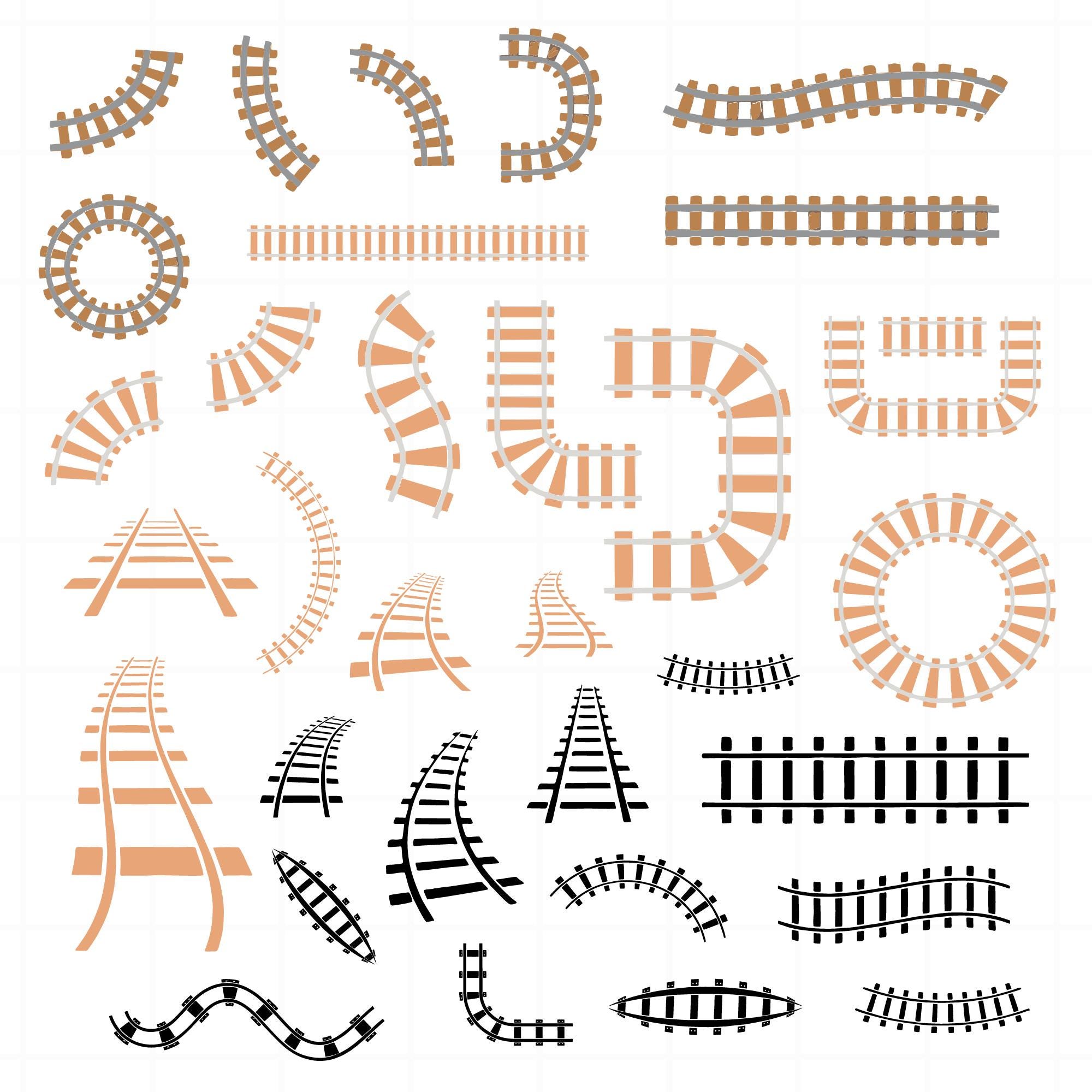 Train Track Svg Bundle, Train Track Clipart For Cricut, Train Track Cut  Files, Track Vector, Train Track Decal, Train Track Silhouette., image size:2000x2000
