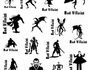 Paquete Svg de villanos, clipart de villanos para Cricut, silueta de villanos, vector de villanos, diseños de camisetas, archivos de corte de villanos.