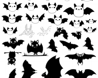 Bat Svg Bundle, Bat Clipart For Cricut, Halloween Bat Silhouette, Bat Vector, Halloween Night Bat Decal, Bat Cutfiles.