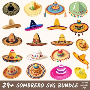 Sombrero SVG Bundle, Sombrero Clipart, Fiesta svg, Sombrero Silhouette, Sombrero Cut File Cricut, Mexican Hat SVG, Sombrero PNG