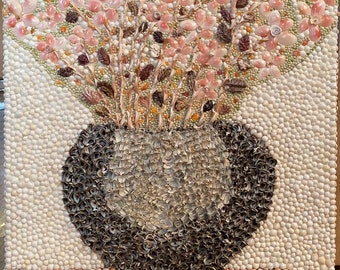 Porcupine vase - seashell mosaic