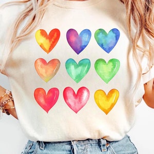 Rainbow Heart PNG, LGBTQ Pride Valentines Clipart, Watercolor Digital Heart Art, Sublimation Design, Love & Equality Design, Simple Cute POD