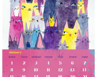 Printable 2024 calendar - cat calendar - downloadable printable DIY