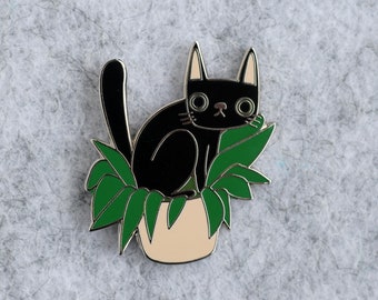 Pooping cat enamel pin badge