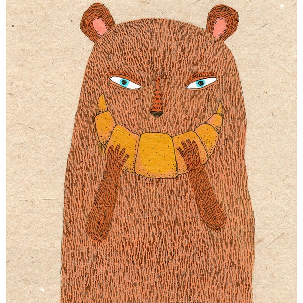 Croissant Bear A4 print