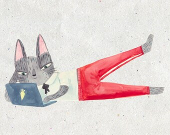 Work from home cat (sport)- A4 print