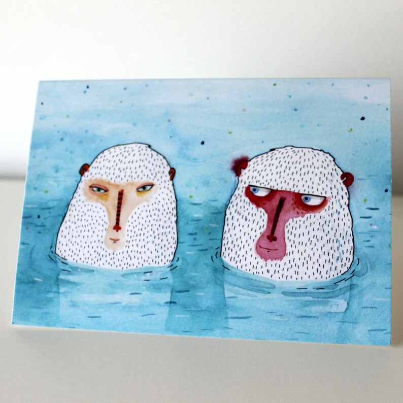 Greeting card Snow Monkeys image 2