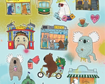 Melbourne vinyl sticker sheet - A5 size