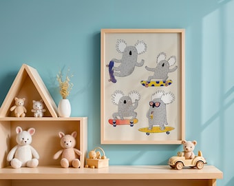 Skating koalas print