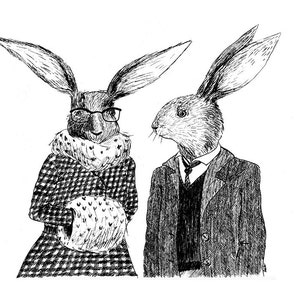 Rabbits in winter A4 print