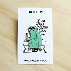 Sloth enamel pin Party animal pin mint party sloth lapel pin brooch image 2