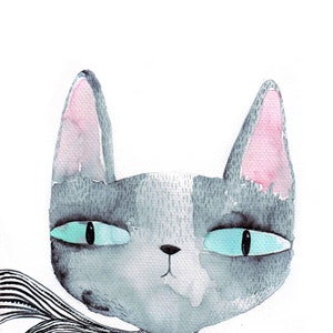 Blue eyed cat - A3 print