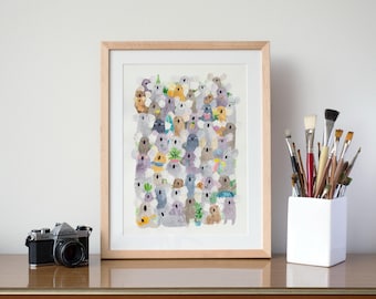 Koalas koalas watercolor art print