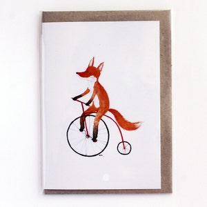 Cycling fox card blank greeting card, bicycle image 2