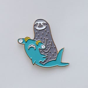 Hammerhead shark and sloth pin, soft enamel lapel pin