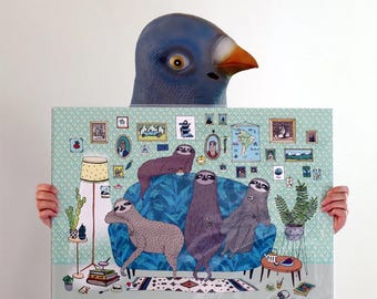 Lazy sloths print - sloth room colour illustration