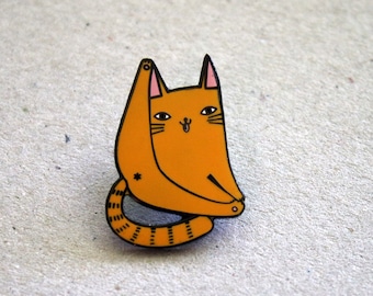 Ginger cat pin - orange cat enamel lapel pin