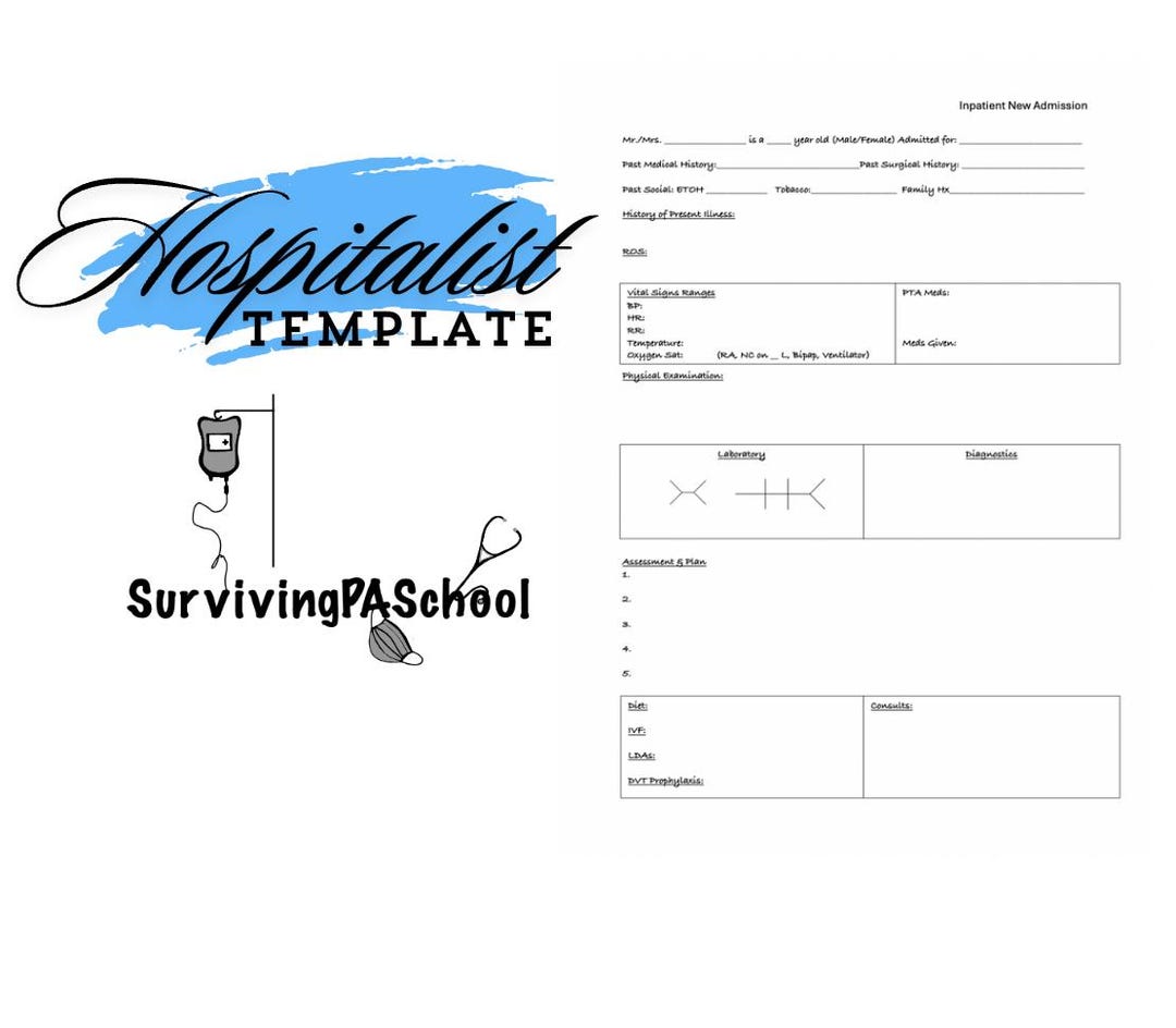 New Admission Hospitalist Template - Etsy