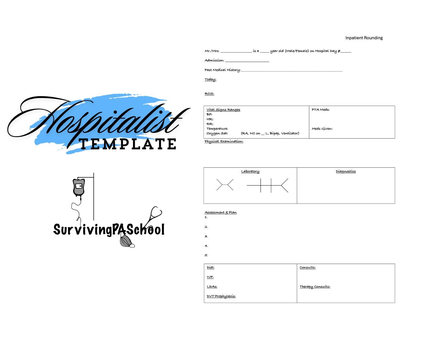 PDF Hospitalist Rounding Template for Students