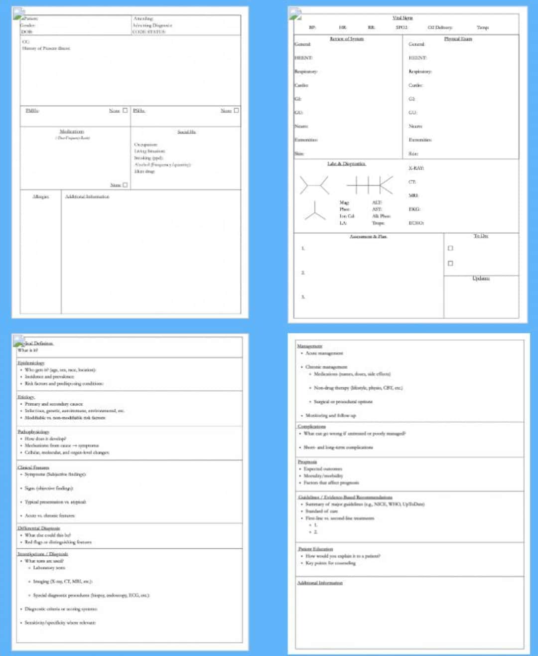 Inpatient Rounding Template With Topic Breakdown Section All in One - Etsy