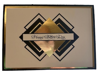 Stylish Father&#39;s Day/Birthday card in Black, Gold, and White Cardstock