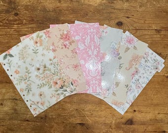 Pink Floral Cash Envelope Inserts: A5/A6 Laminated Planner