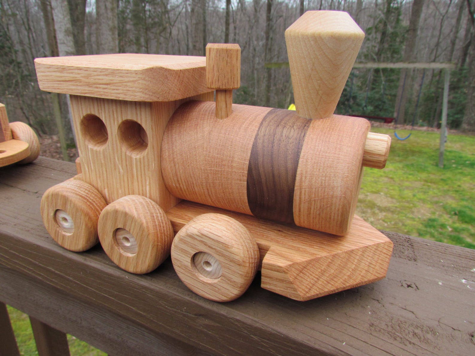 Sale 40 off Wooden toy train set 6 car Handmade toy oak and Etsy