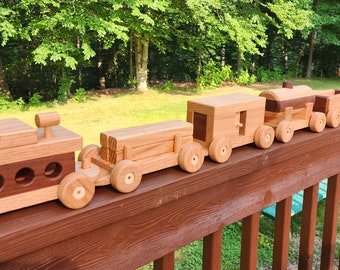 Train set wooden  6 cars Quality finished Beautifully handmade.  Ready to ship! Totally 100% handmade