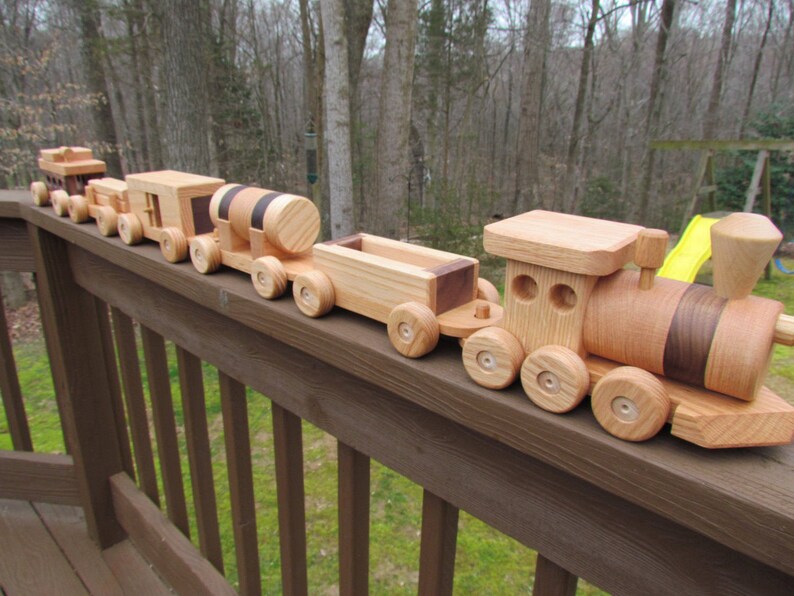 Sale 40 off Wooden toy train set 6 car Handmade toy oak and Etsy