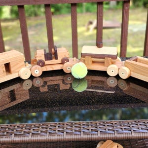 Train set wooden  6 car Handmade with jeep car Beautifully hand finished. Ready to ship free personalized train ornament