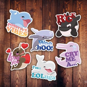Marine Mammal Slogan | Kiss Cut Sticker | Vinyl | Cute | Dolphin | Whale | Bottlenose Dolphin | Humpback Whale | Narwhal | Beluga | Orca