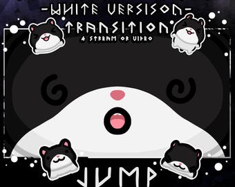 Black and white hamster stream stinger – animated 2s scene transition (dizzy face)