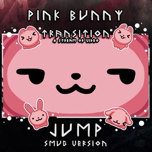 Pink bunny stream stinger – animated 2s scene transition (smug face)