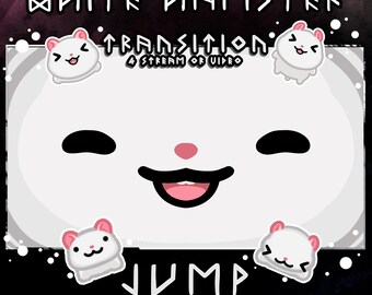 White hamster stream stinger – animated 2s scene transition (happy face)